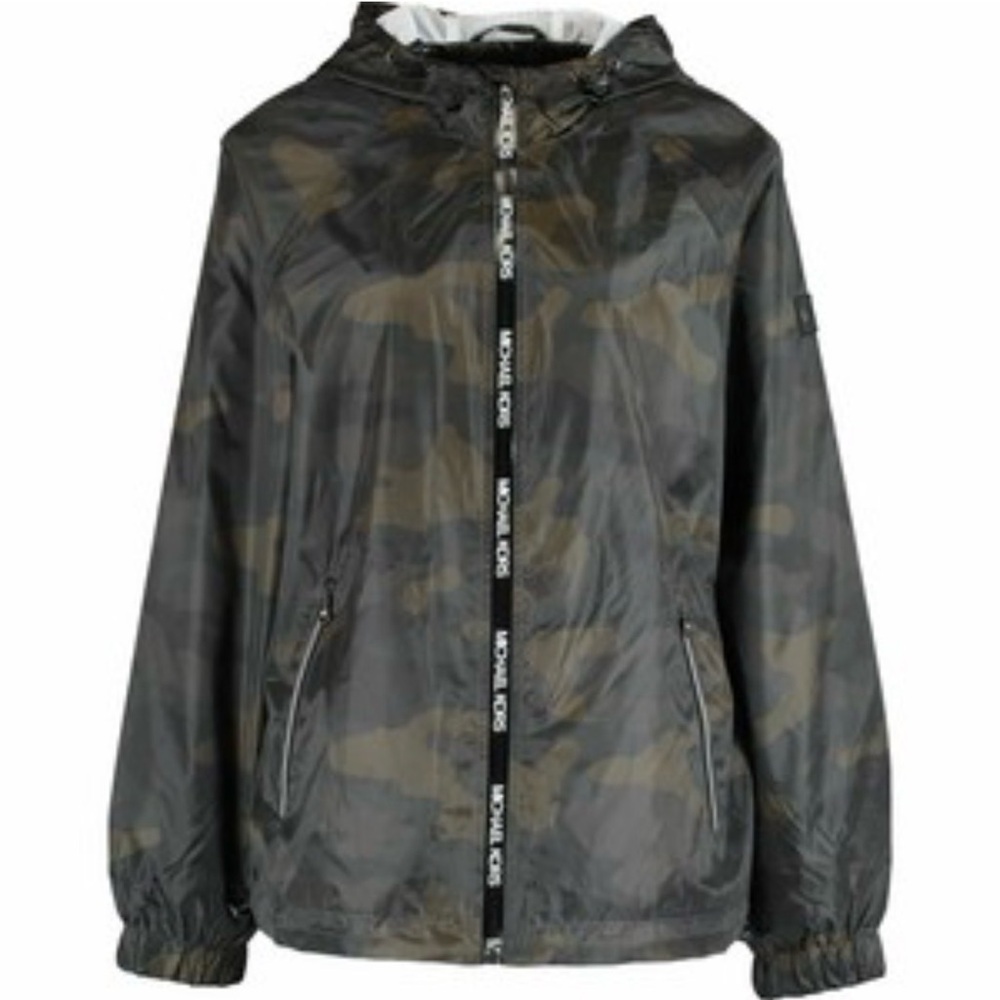 Michael Kors Black Camouflage Hooded Windbreaker or Rain Jacket